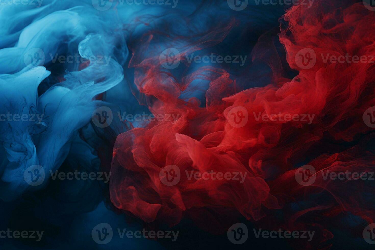 blue and red smoke on a black background generative ai photo