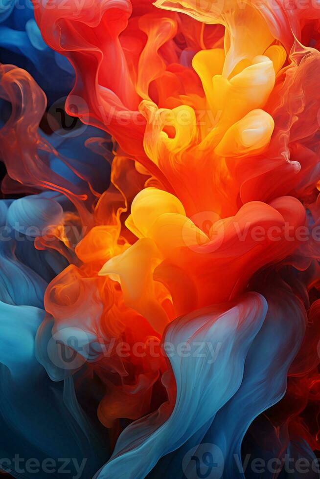 colorful ink flowing over a black background generative ai photo