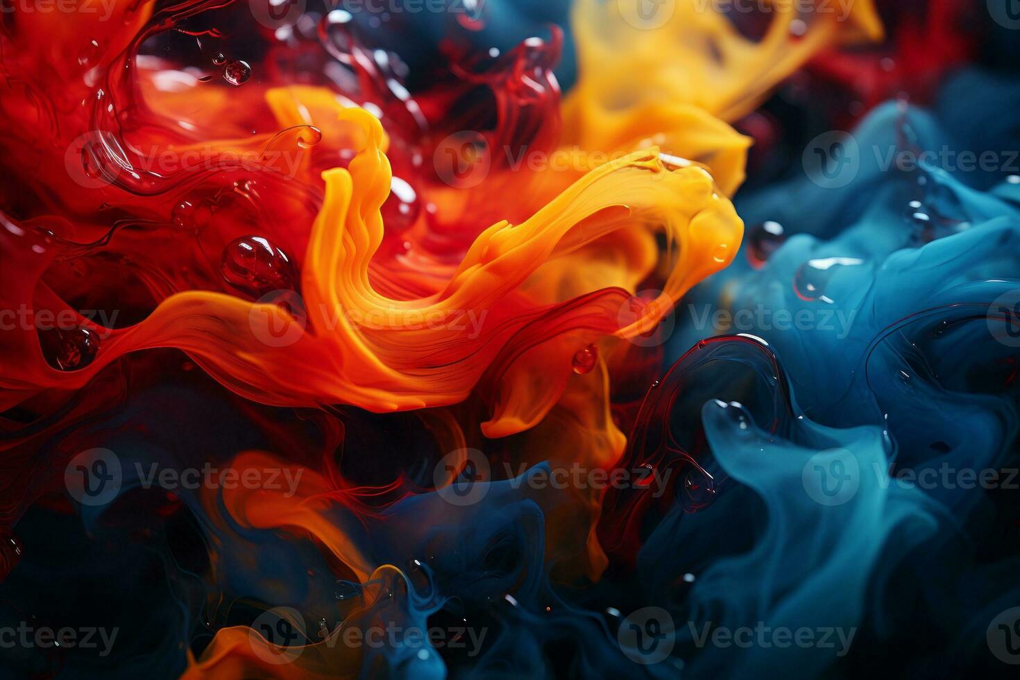 colorful ink flowing over a black background generative ai photo