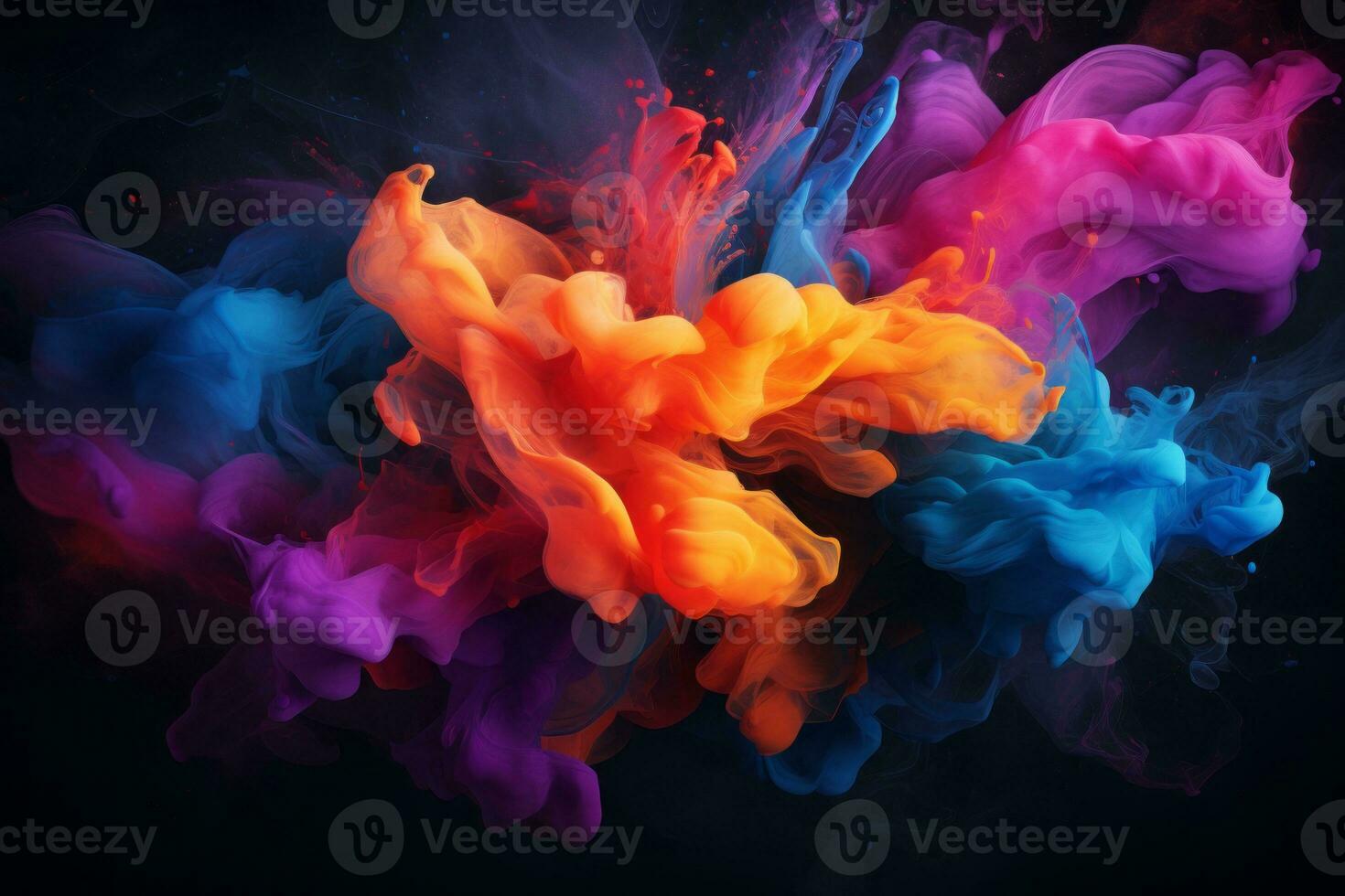 colorful ink on a black background generative ai photo