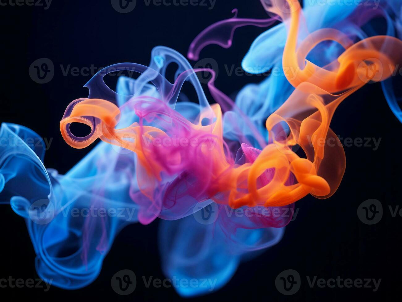 colorful smoke on a black background generative ai photo