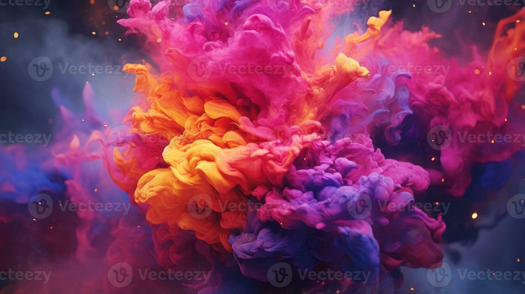 colorful smoke and ink on a black background generative ai photo