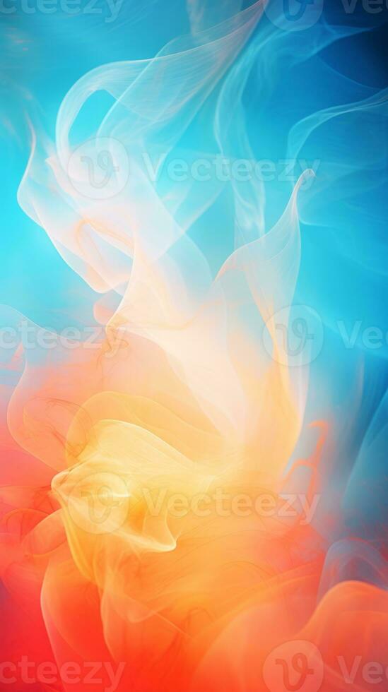 colorful smoke on a blue and orange background generative ai photo
