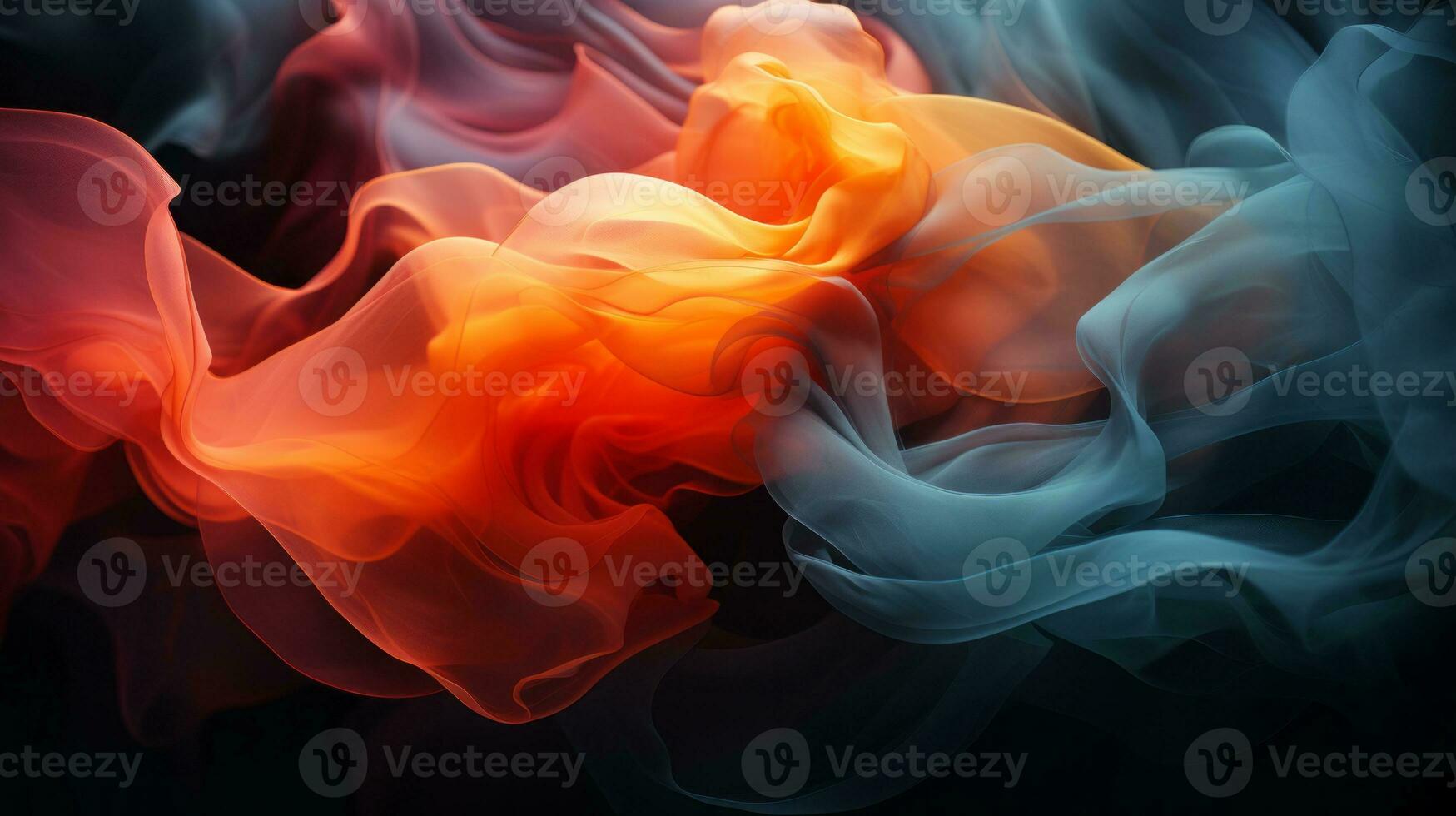 colorful smoke on a black background generative ai photo