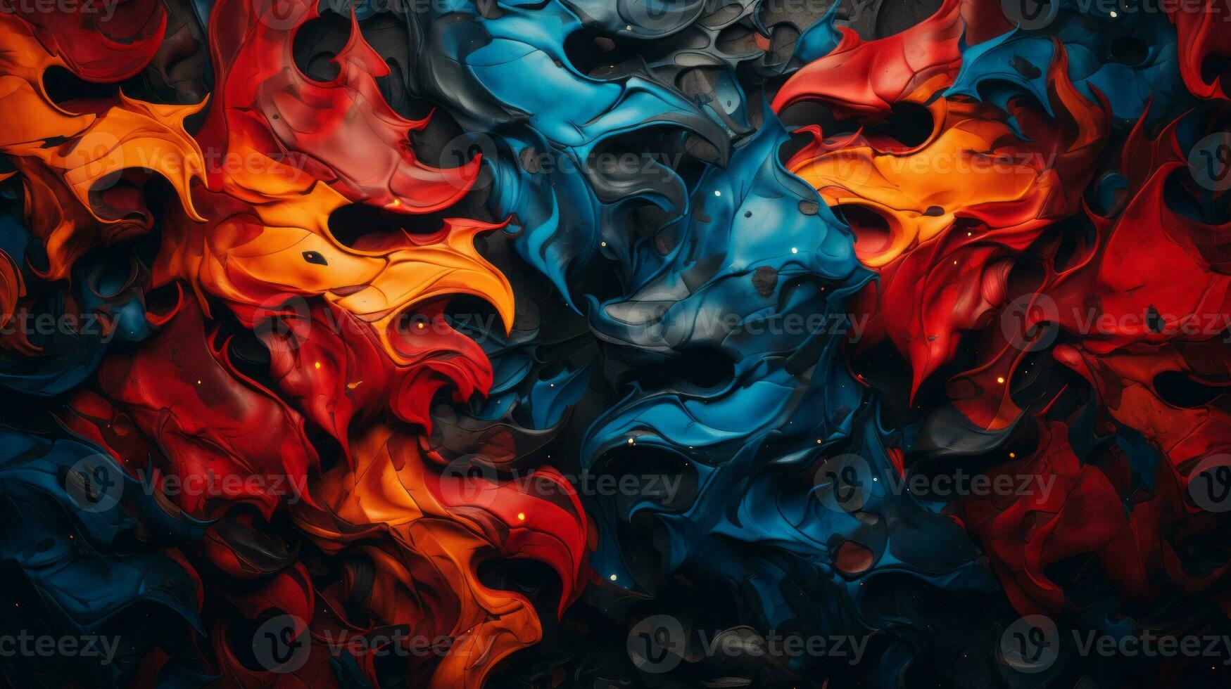 colorful swirls of paint on a black background generative ai photo