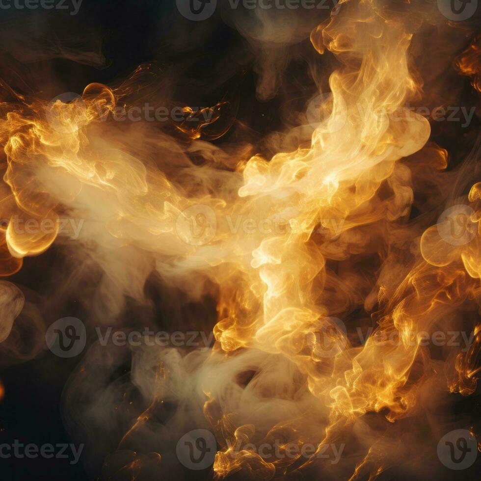 fire and smoke on a black background generative ai photo