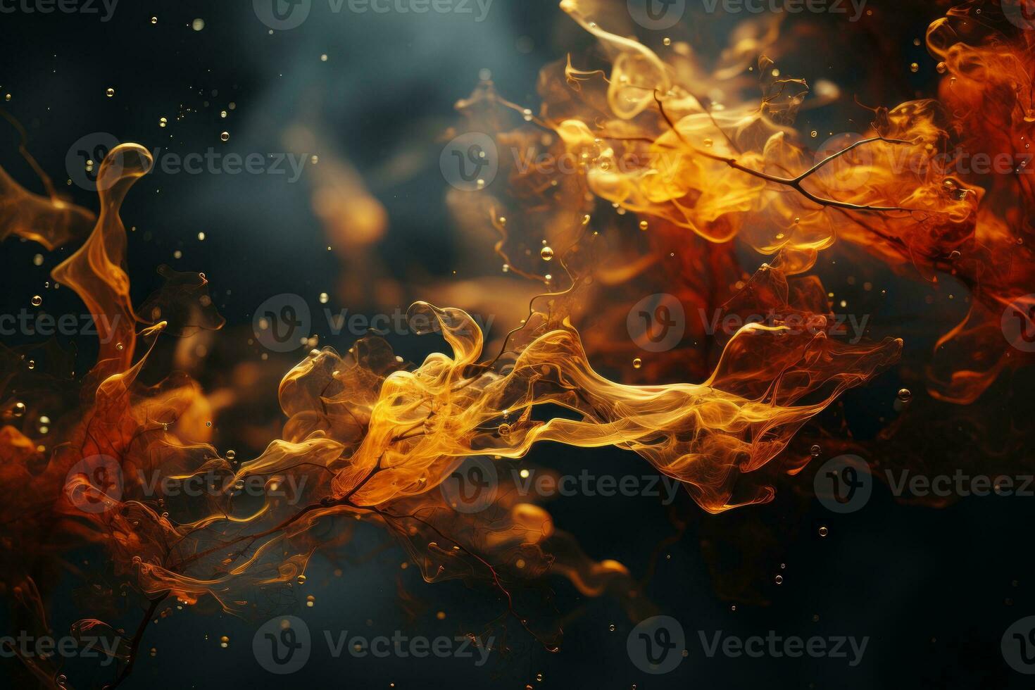 fire and smoke on a black background generative ai photo