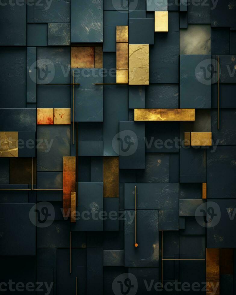gold and black abstract background with squares generative ai photo