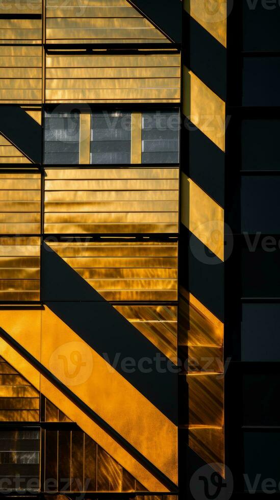 gold and black stripes on the side of a building generative ai photo