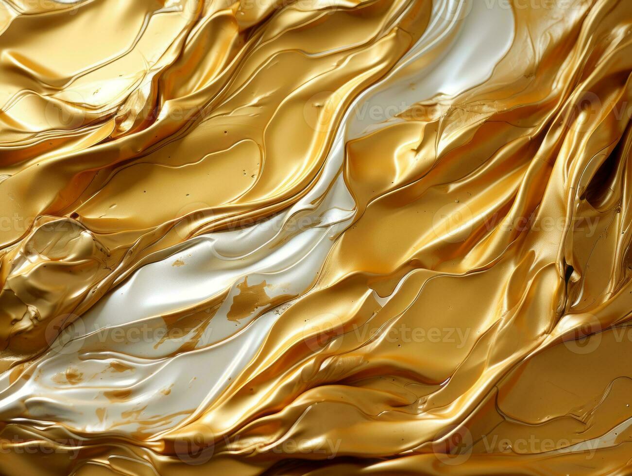 golden liquid flowing over a white background generative ai photo