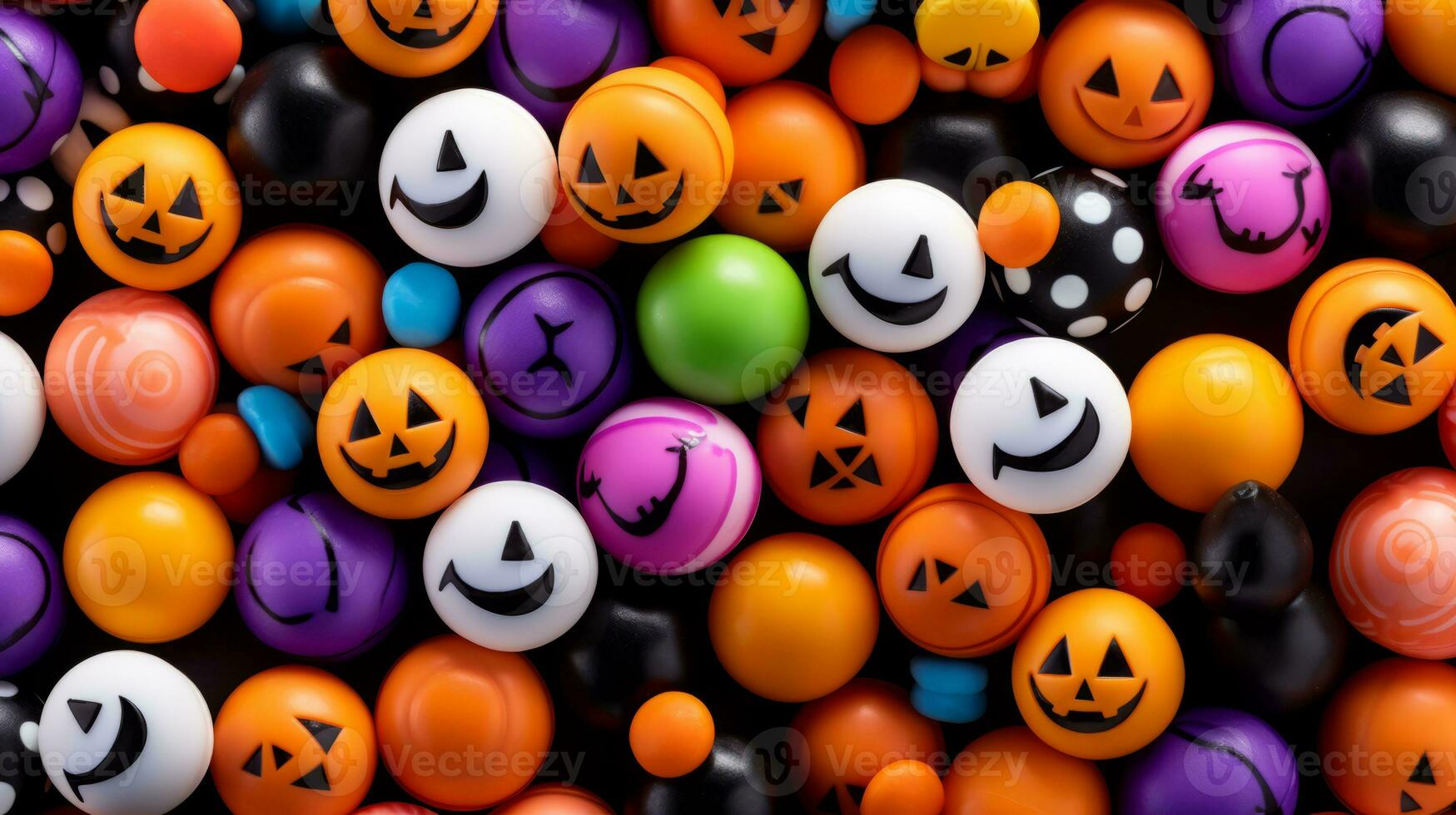 many colorful halloween candy balls are arranged together generative ai photo