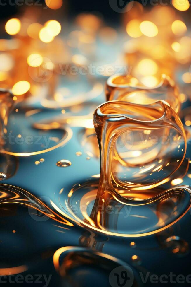 oil drops on water with bokeh lights in the background generative ai photo