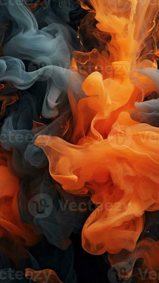 orange and black ink on a black background generative ai photo