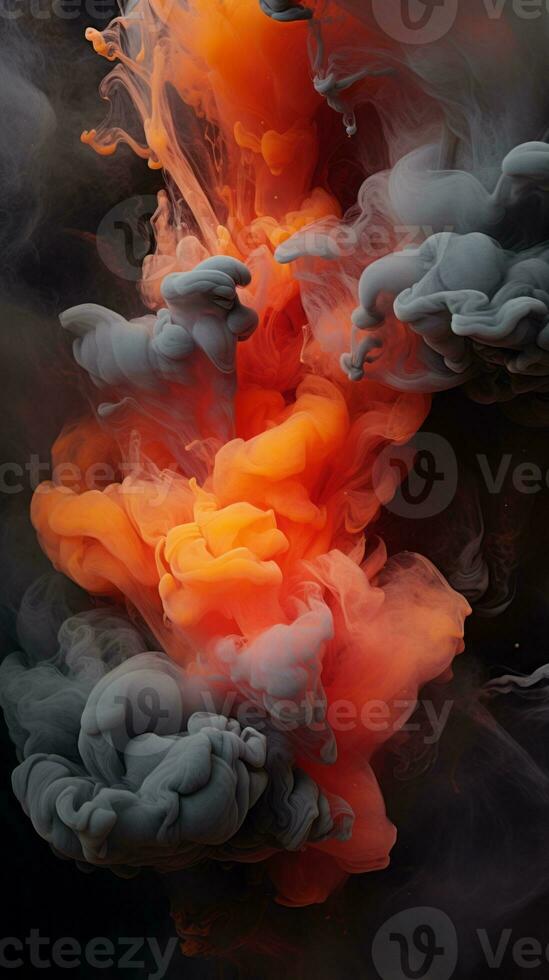 orange and black ink on a black background generative ai photo