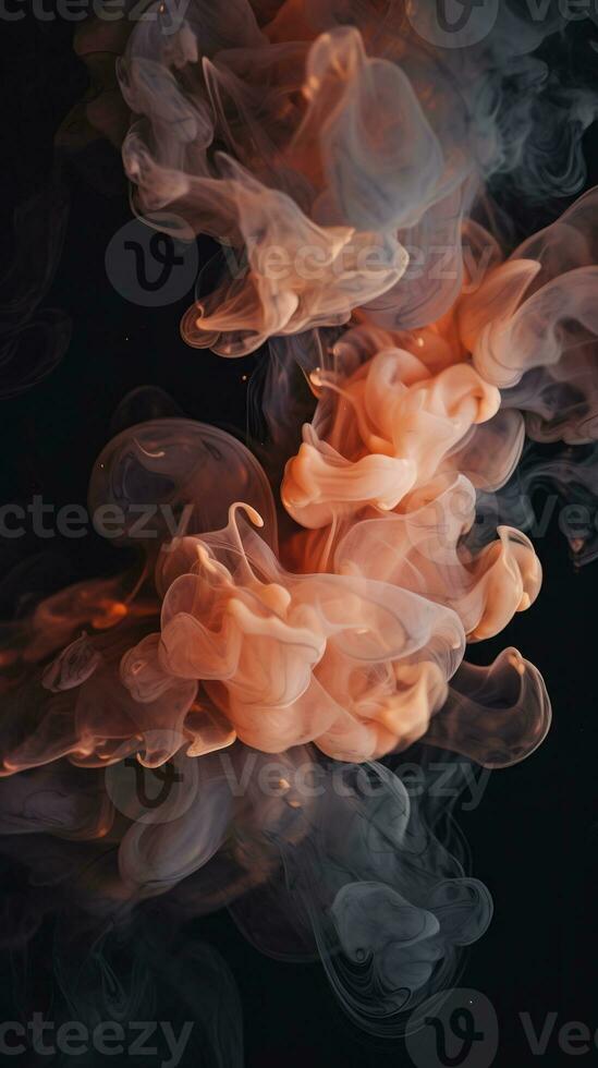 orange and black smoke on a black background generative ai photo