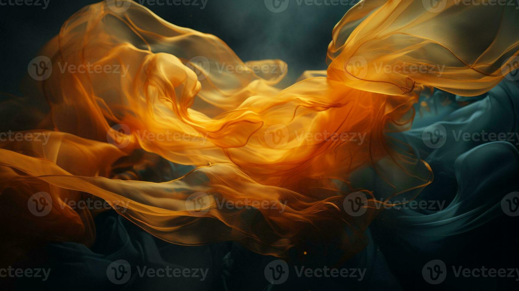 orange and blue smoke swirling in the air generative ai photo