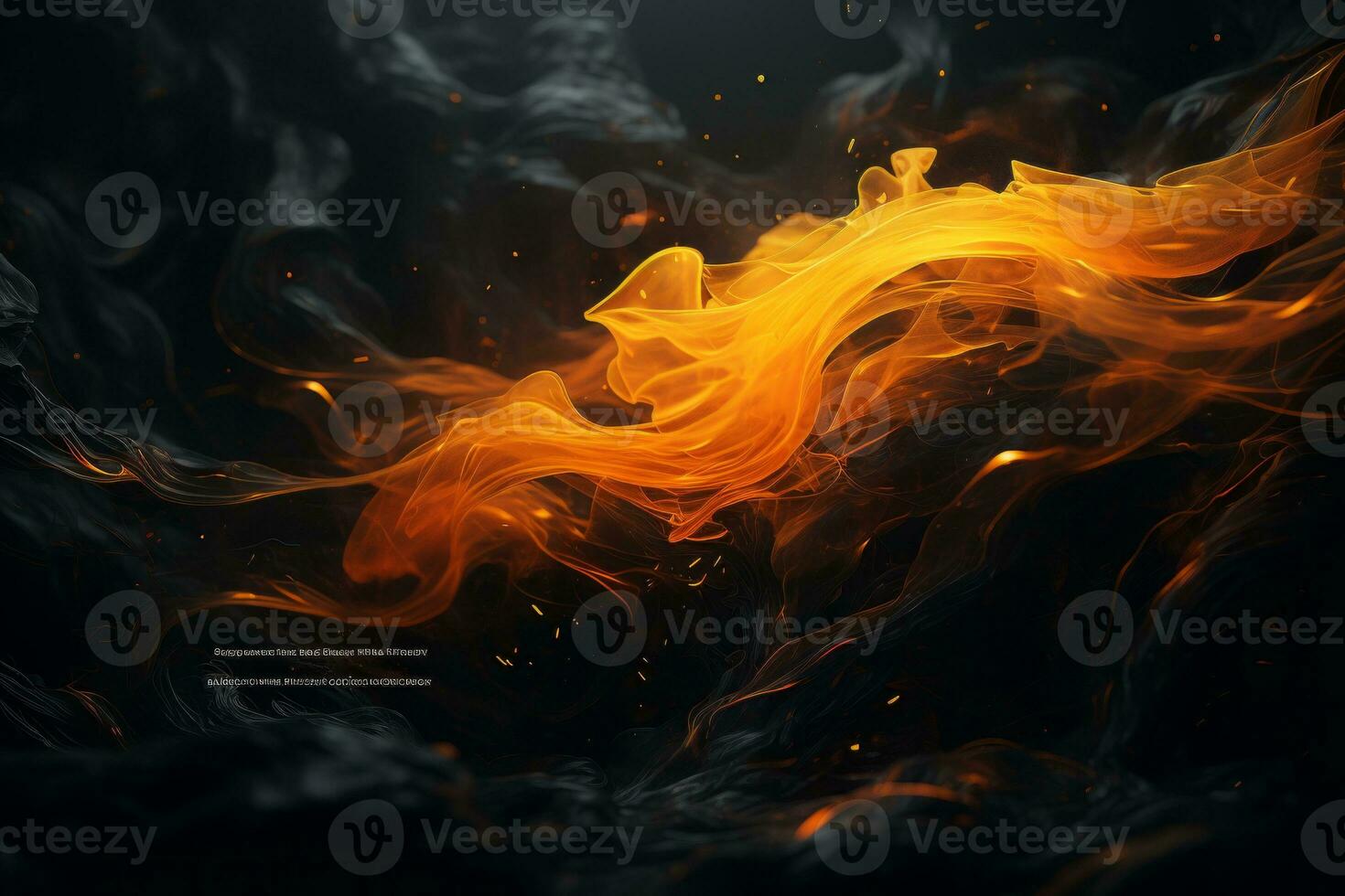 orange fire on black background generative ai photo