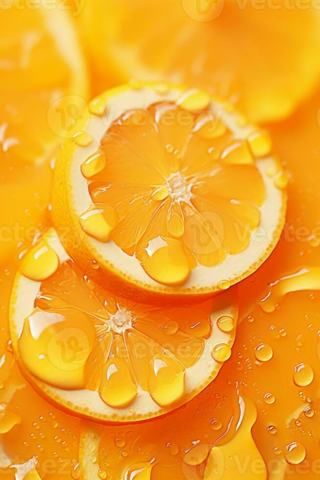 orange slices with water droplets generative ai photo