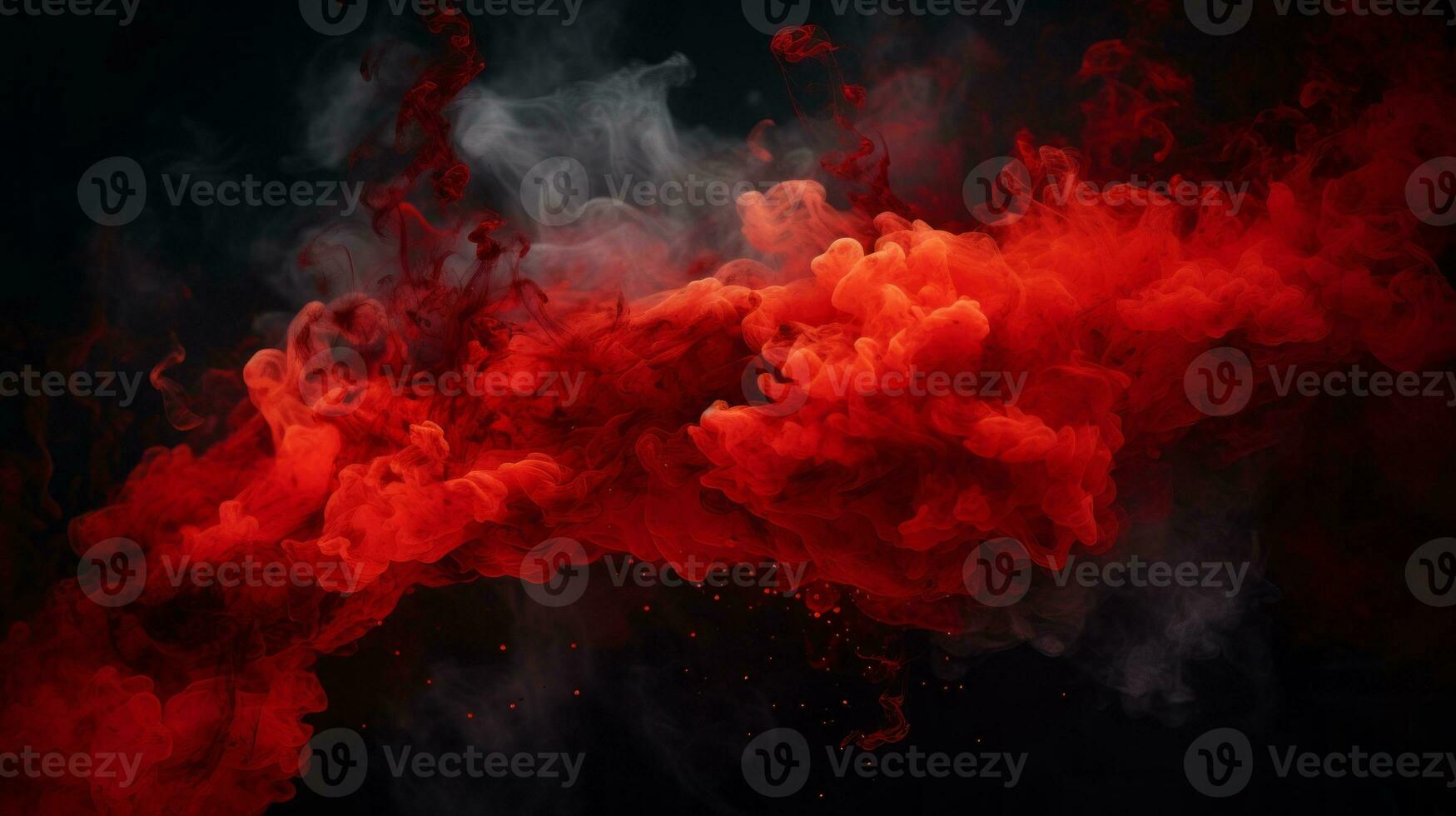 rojo y negro fumar en un negro antecedentes generativo ai foto