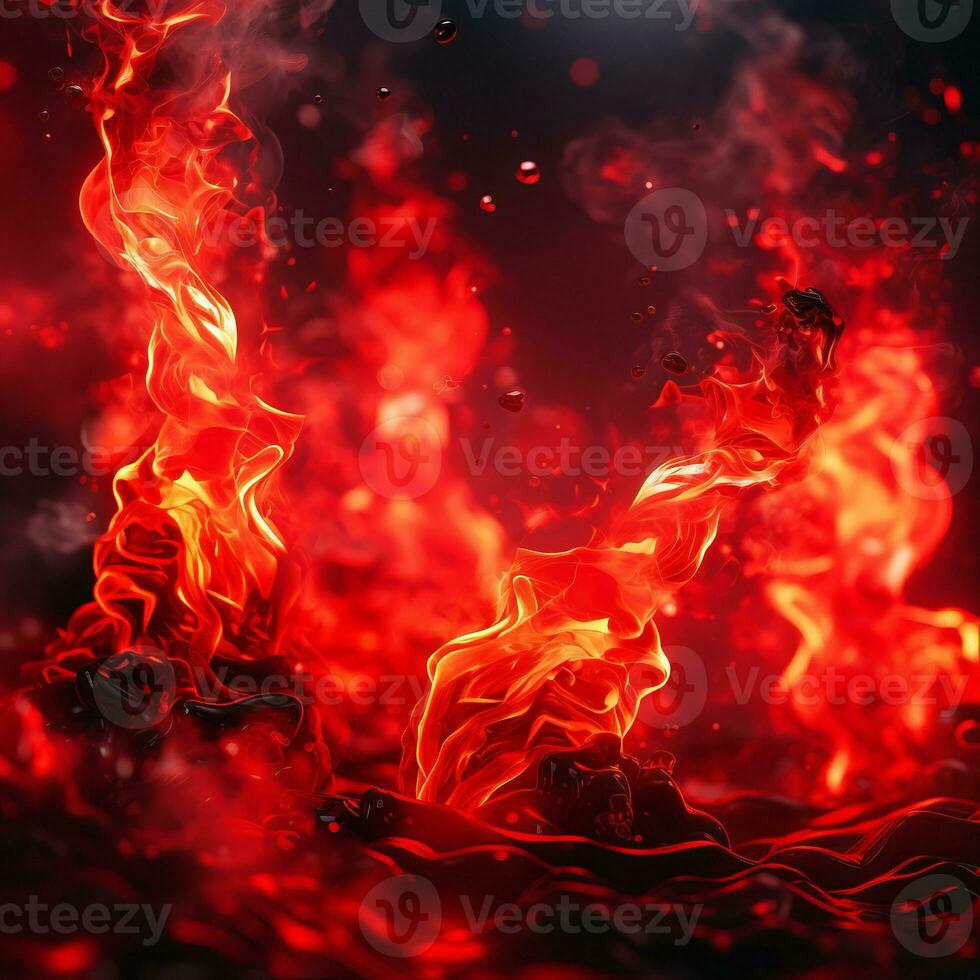 red flames on a black background generative ai photo