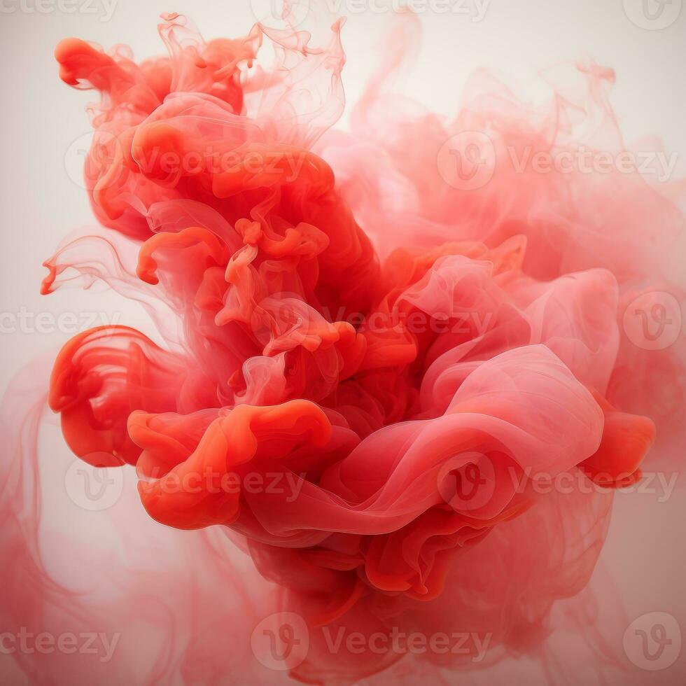 red ink in water on a white background generative ai photo