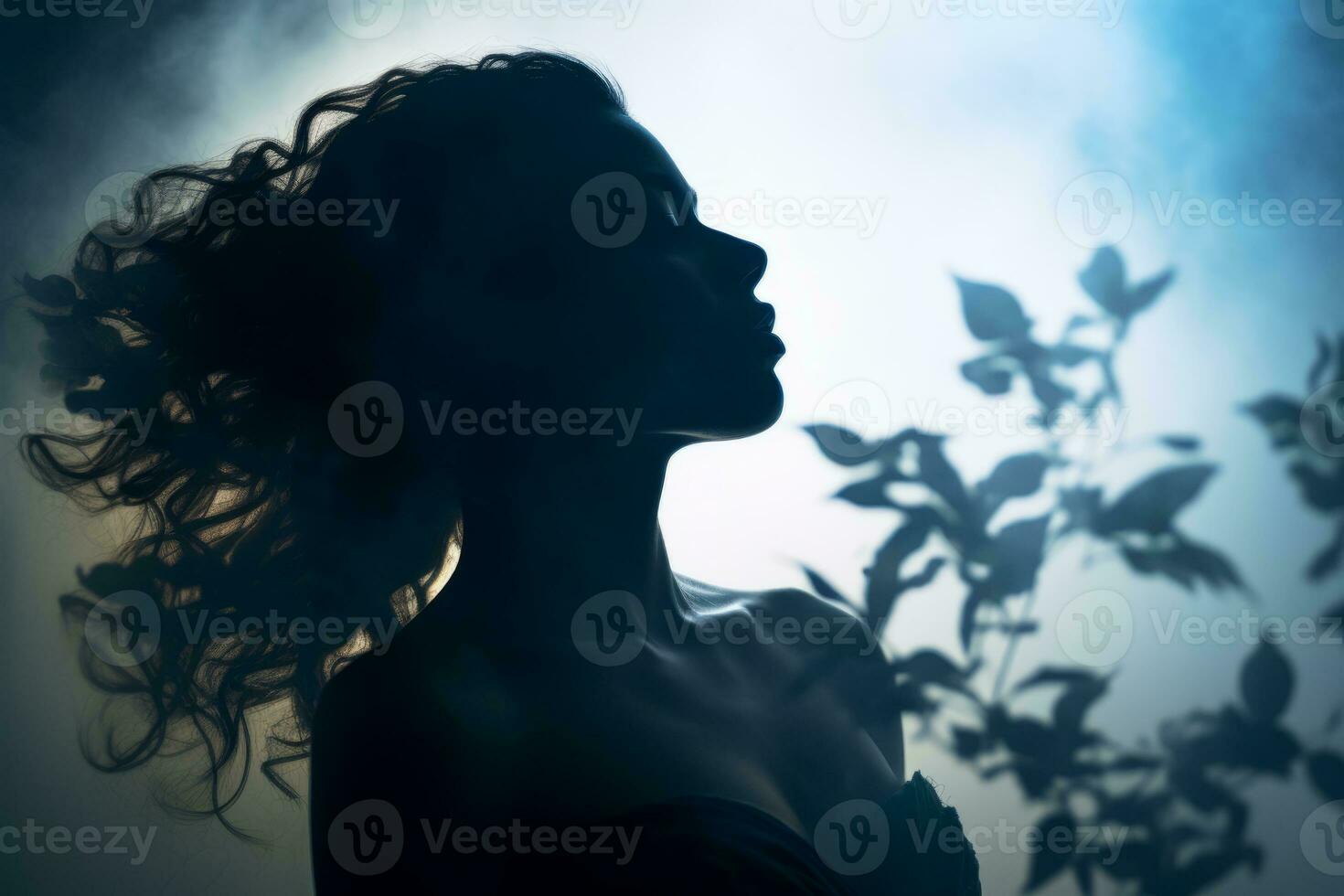 silhouette of a beautiful woman with smoke in the background generative ai photo