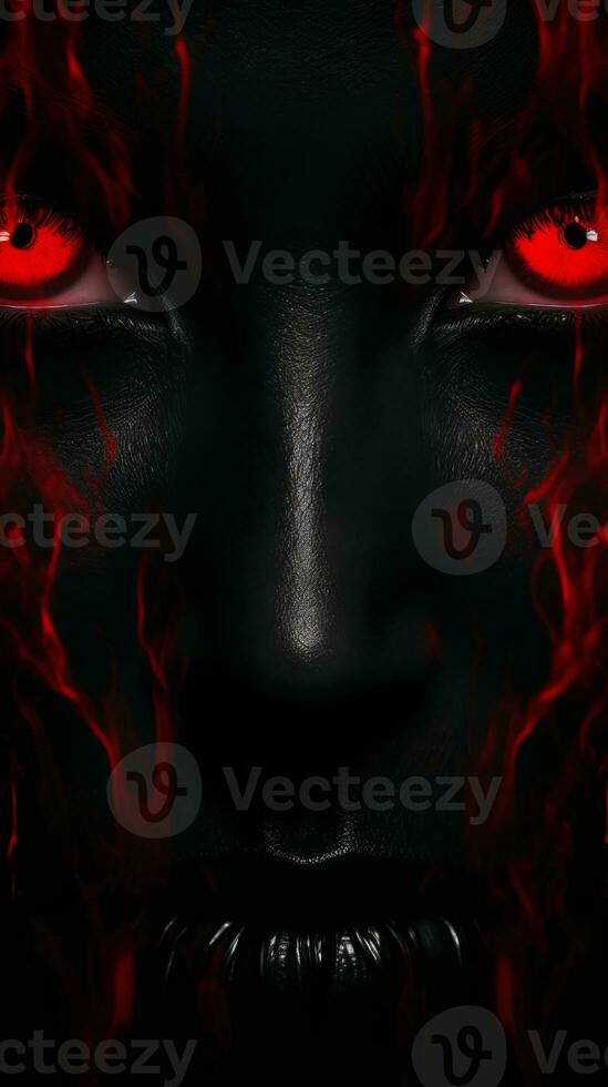 the face of a demon with red eyes generative ai photo