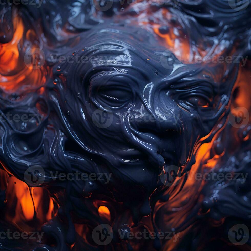the face of a man is covered in black liquid generative ai photo