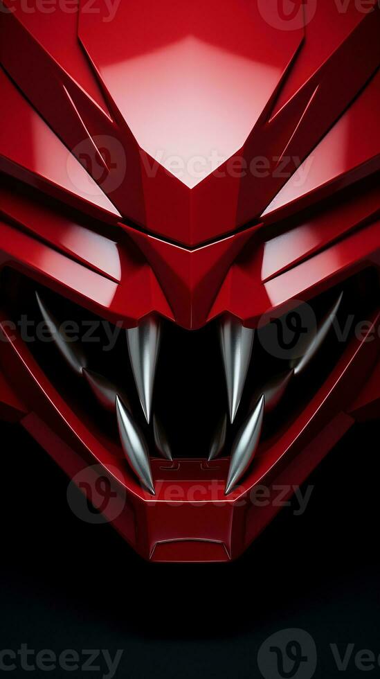 the front of a red sports car with teeth generative ai photo