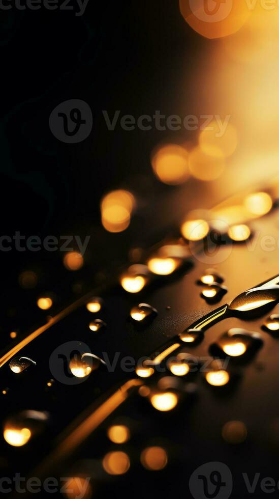 water droplets on the surface of a black surface generative ai photo