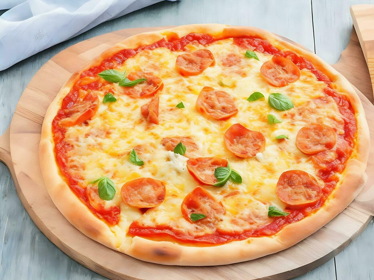 Delicious Cheese Pizza AI Generated Image photo