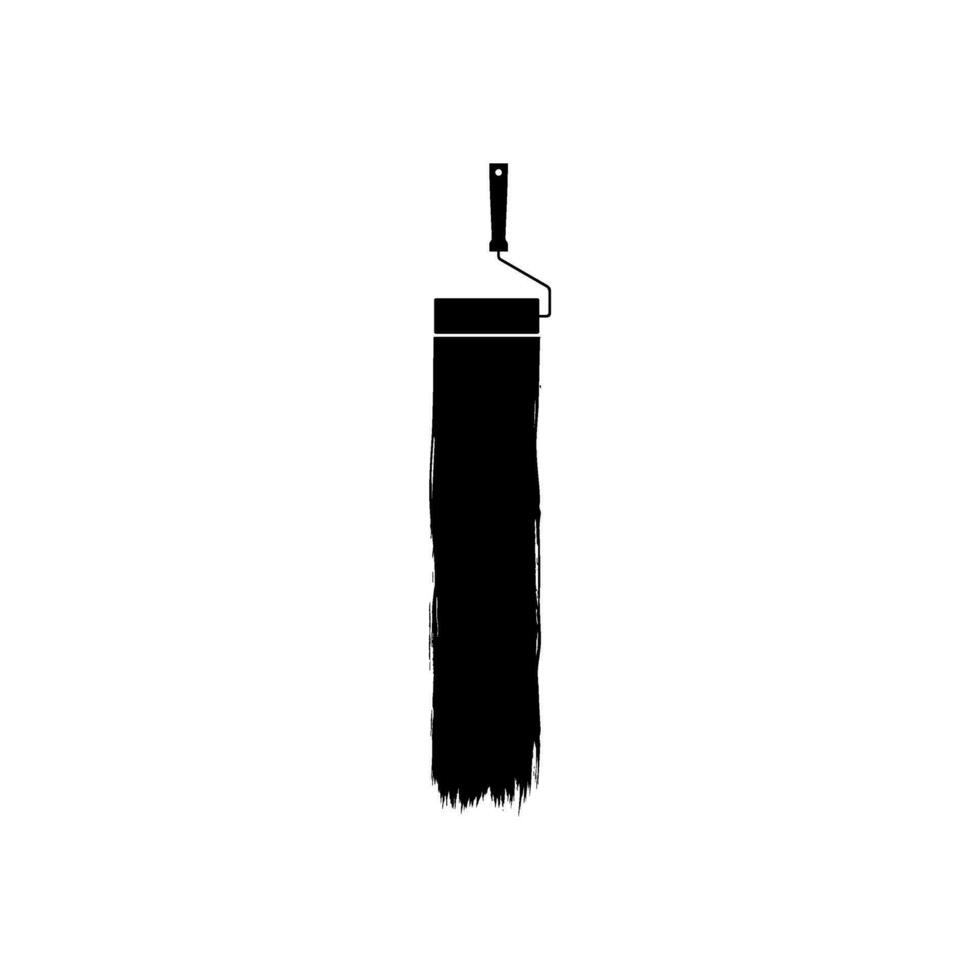 Paint Roller and Brush Stroke Silhouette, can use for template, lay out, background, art illustration,  advertisement space, or graphic design element. Vector Illustration