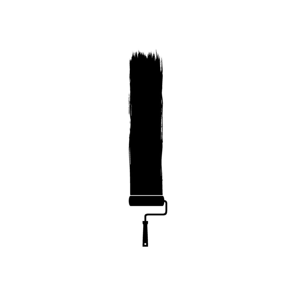 Paint Roller and Brush Stroke Silhouette, can use for template, lay out, background, art illustration,  advertisement space, or graphic design element. Vector Illustration