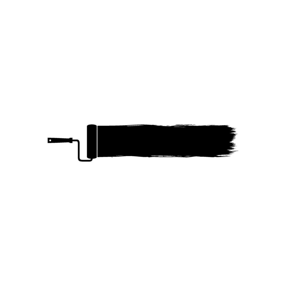 Paint Roller and Brush Stroke Silhouette, can use for template, lay out, background, art illustration,  advertisement space, or graphic design element. Vector Illustration