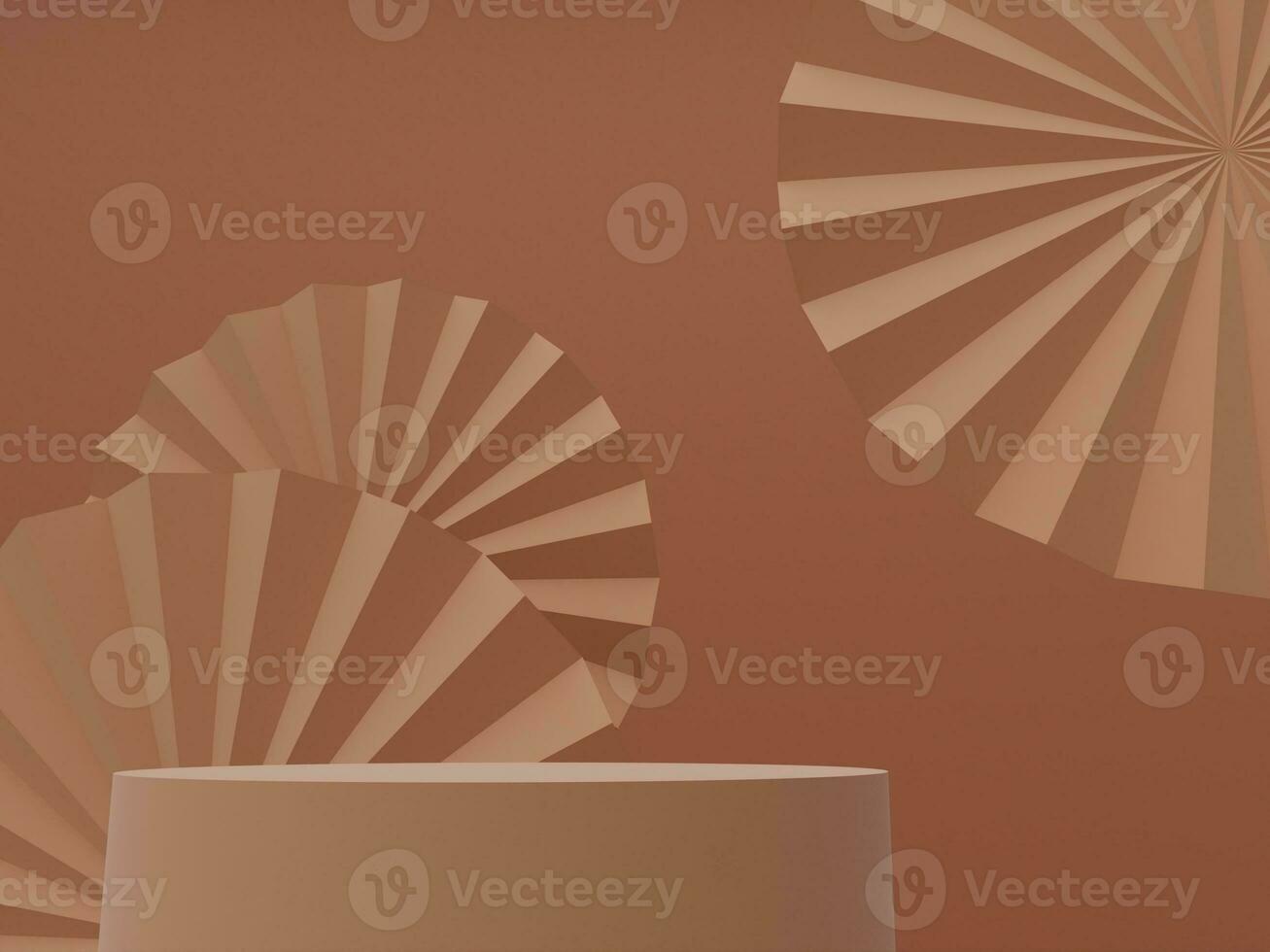 Podium for cosmetic product presentation, brown pastel background. photo