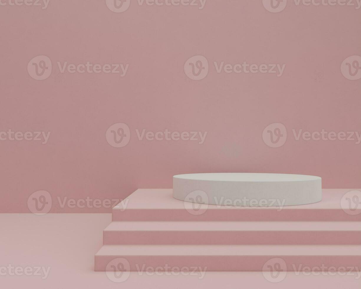 3d rendered illustration, podium for cosmetic product presentation, pink pastel background. photo