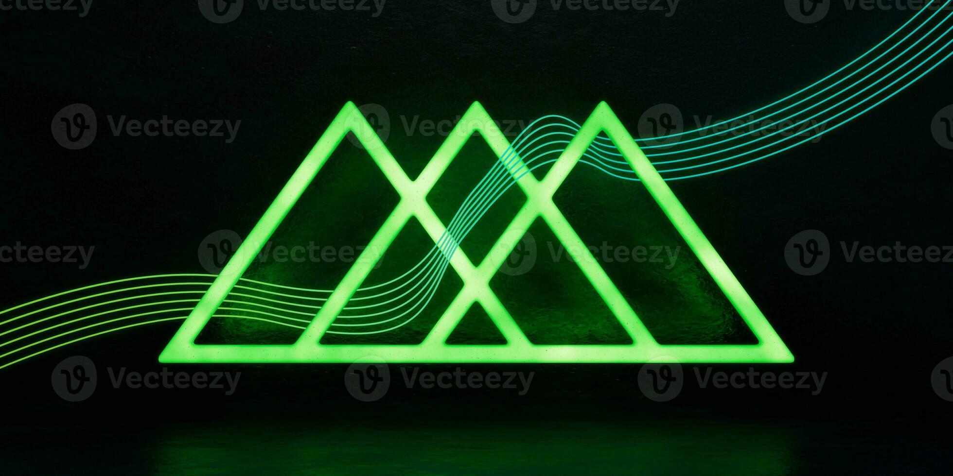 Triangular neon lights, illustrator Background. photo