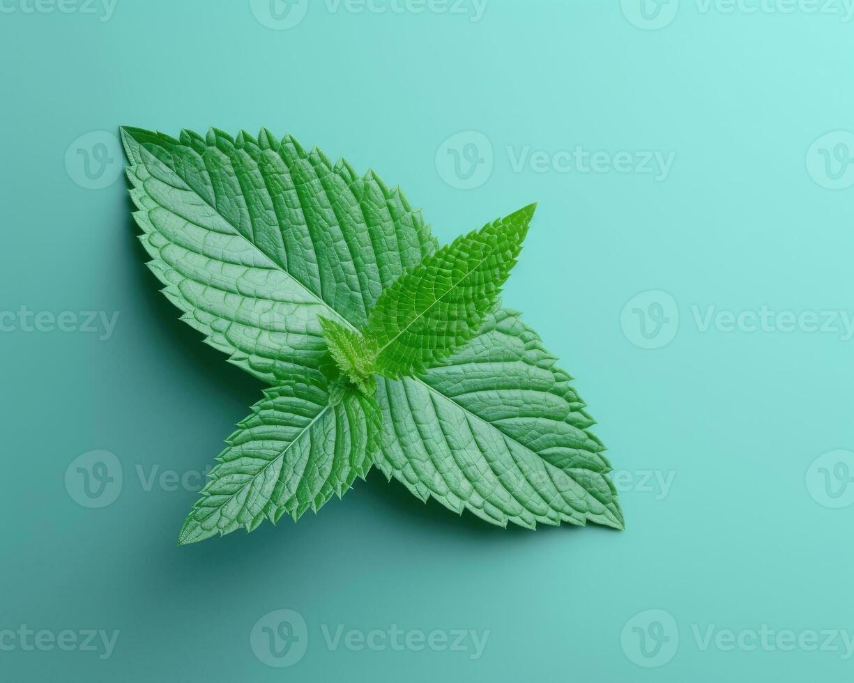 Fresh mint leaf isolated on studio background. AI Generated photo