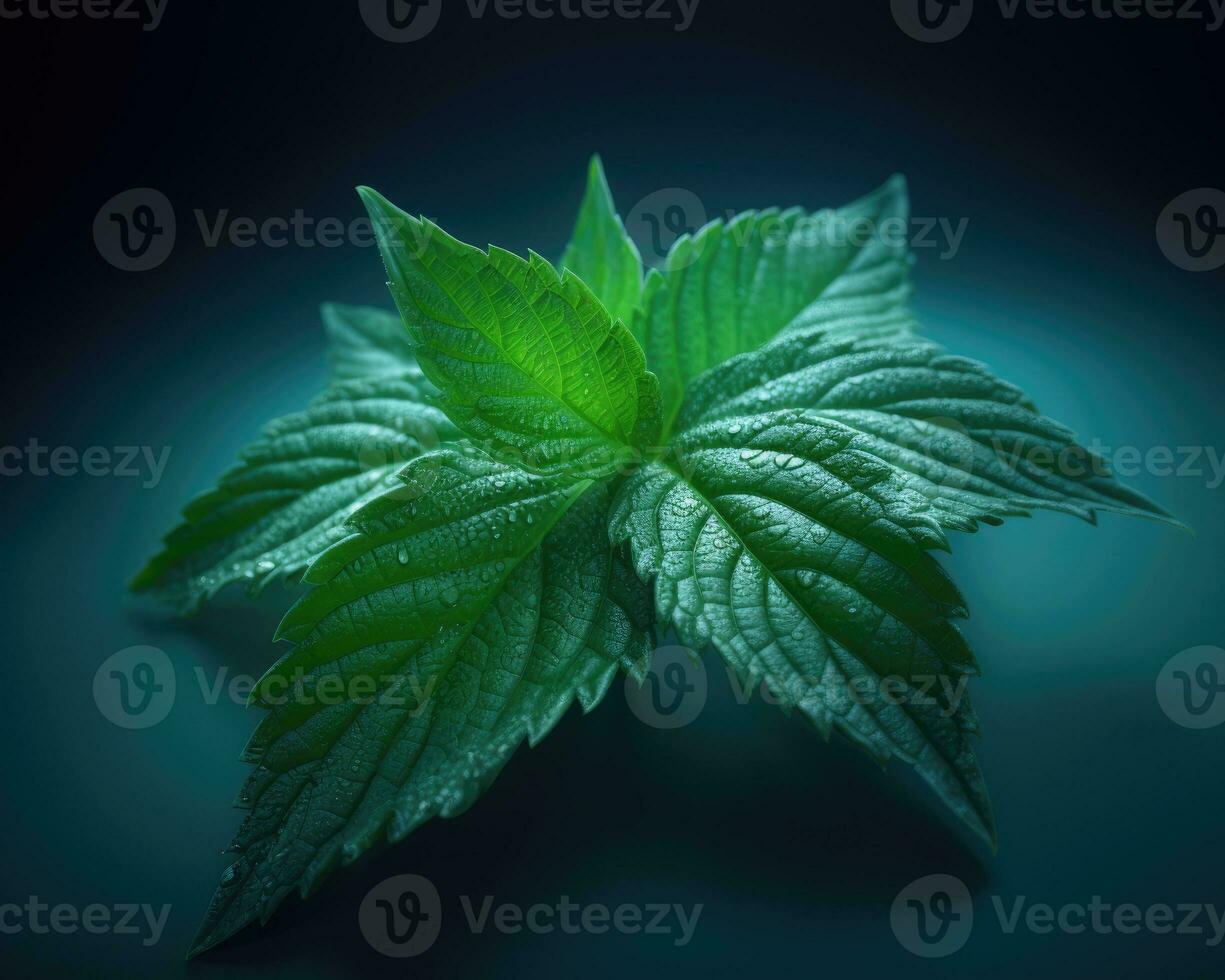 Fresh mint leaf isolated on studio background. AI Generated photo