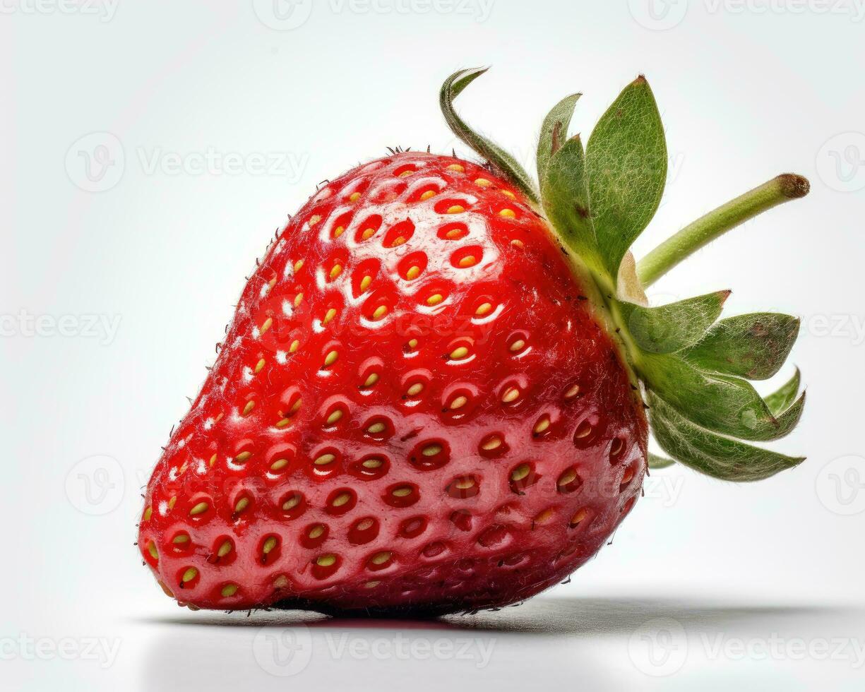 Strawberry with leaves. Ripe Strawberries Isolated on a white background. AI Generated photo