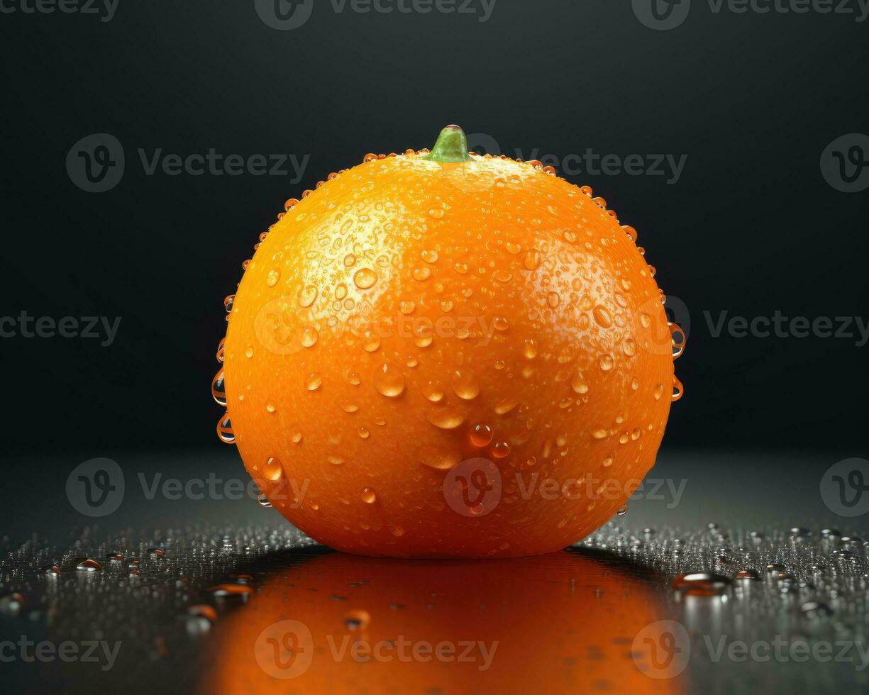 Closeup of whole and slice of Oranges fruit with orange leaves around. AI Generated photo