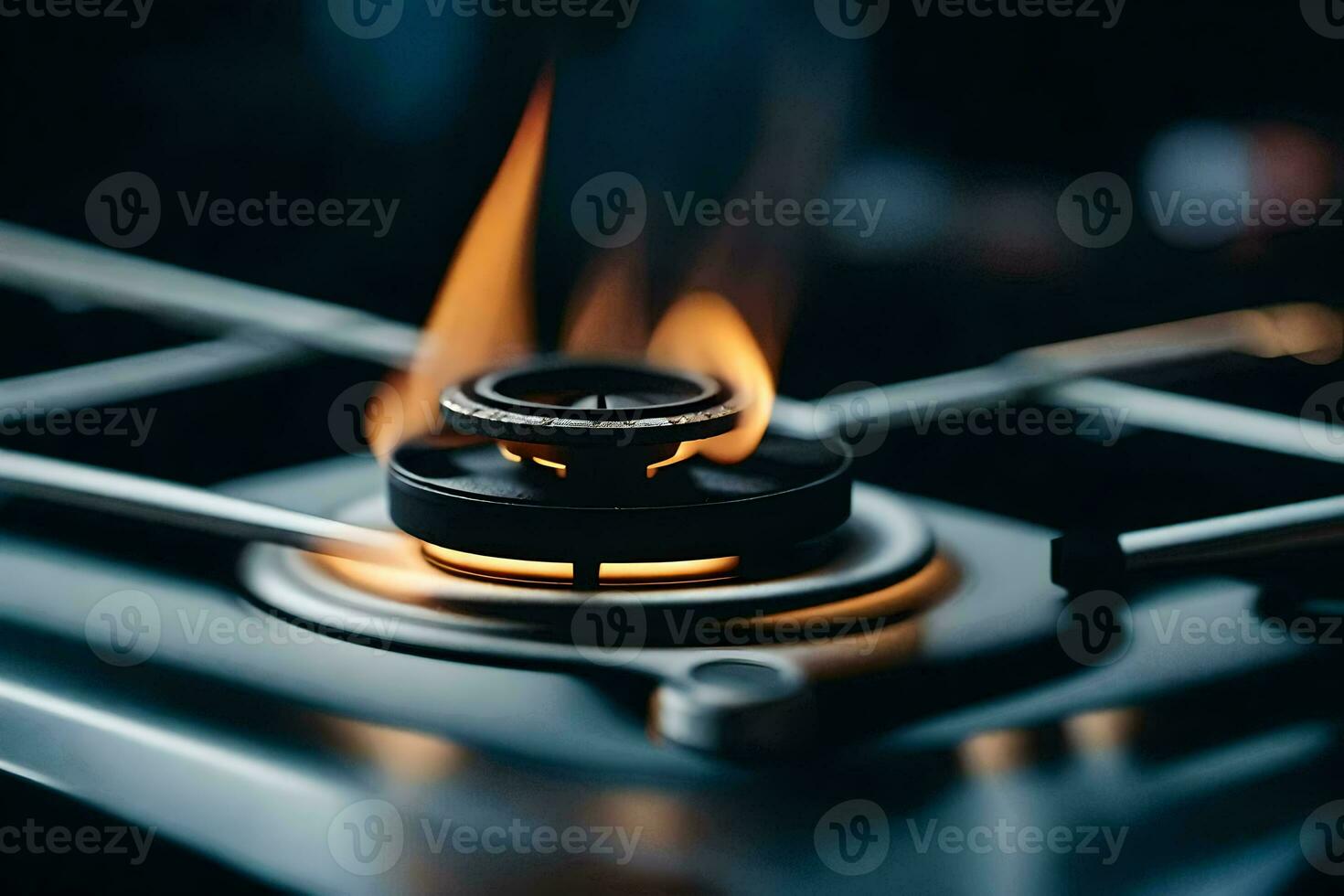 a gas stove with a flame on top. AI-Generated photo