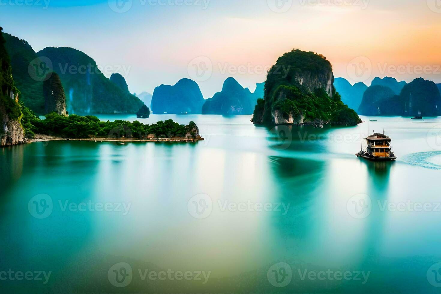 the beautiful landscape of halong bay. AI-Generated photo