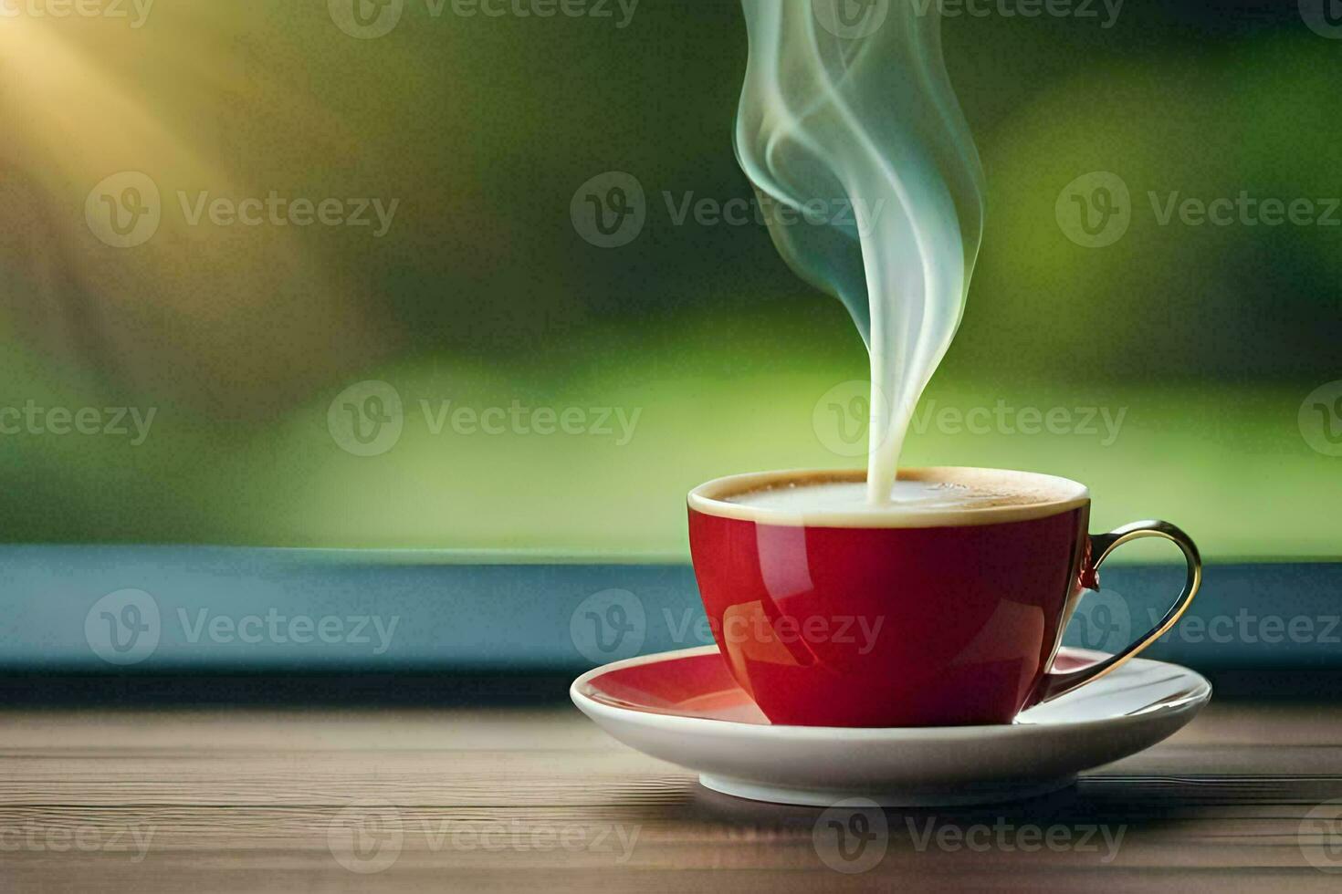 a cup of coffee with steam coming out of it. AIGenerated 32138724