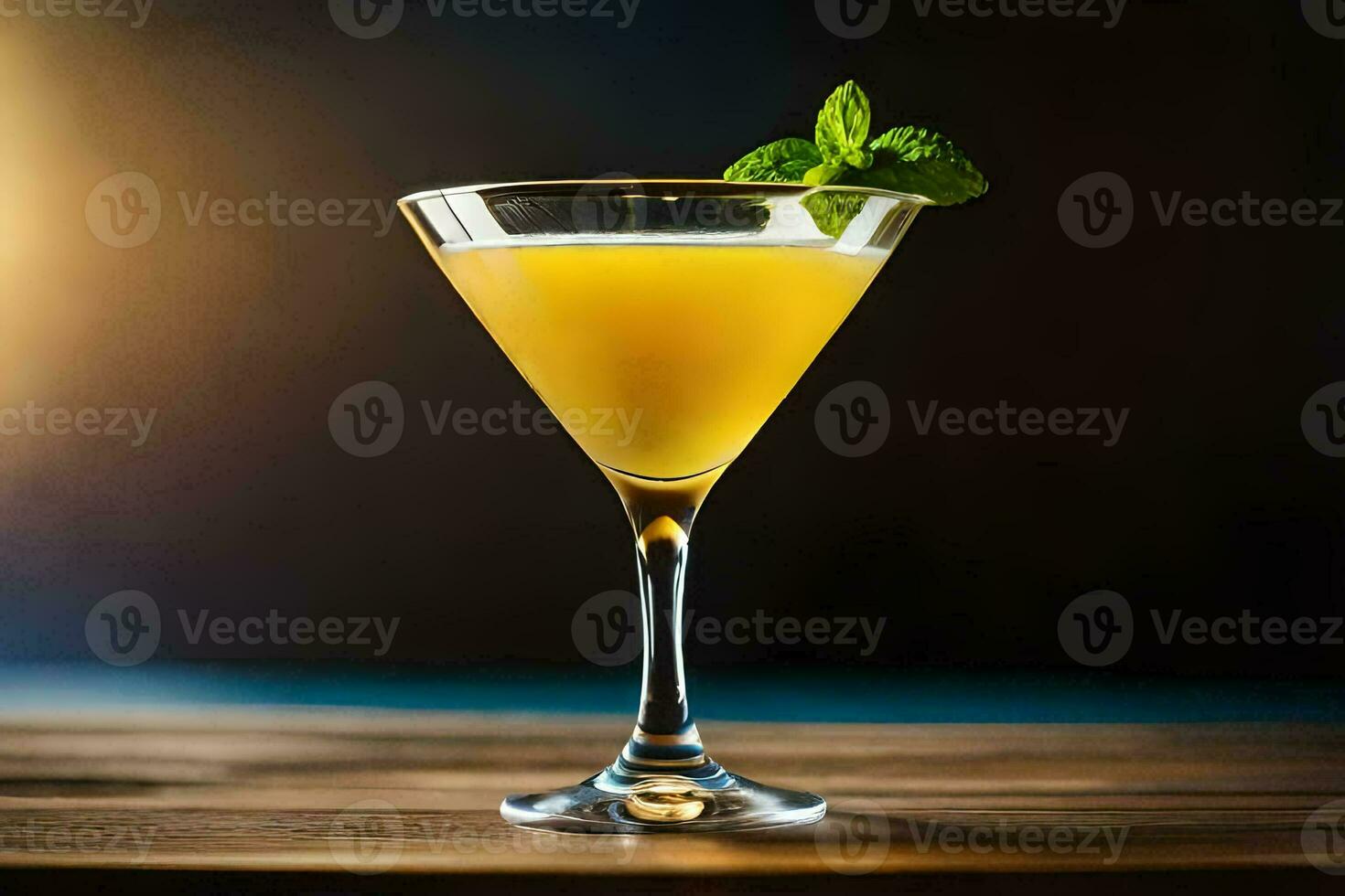 cocktail on a wooden table. AI-Generated photo