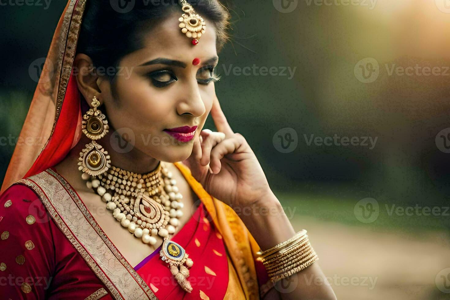 a beautiful indian woman in traditional attire. AI-Generated photo