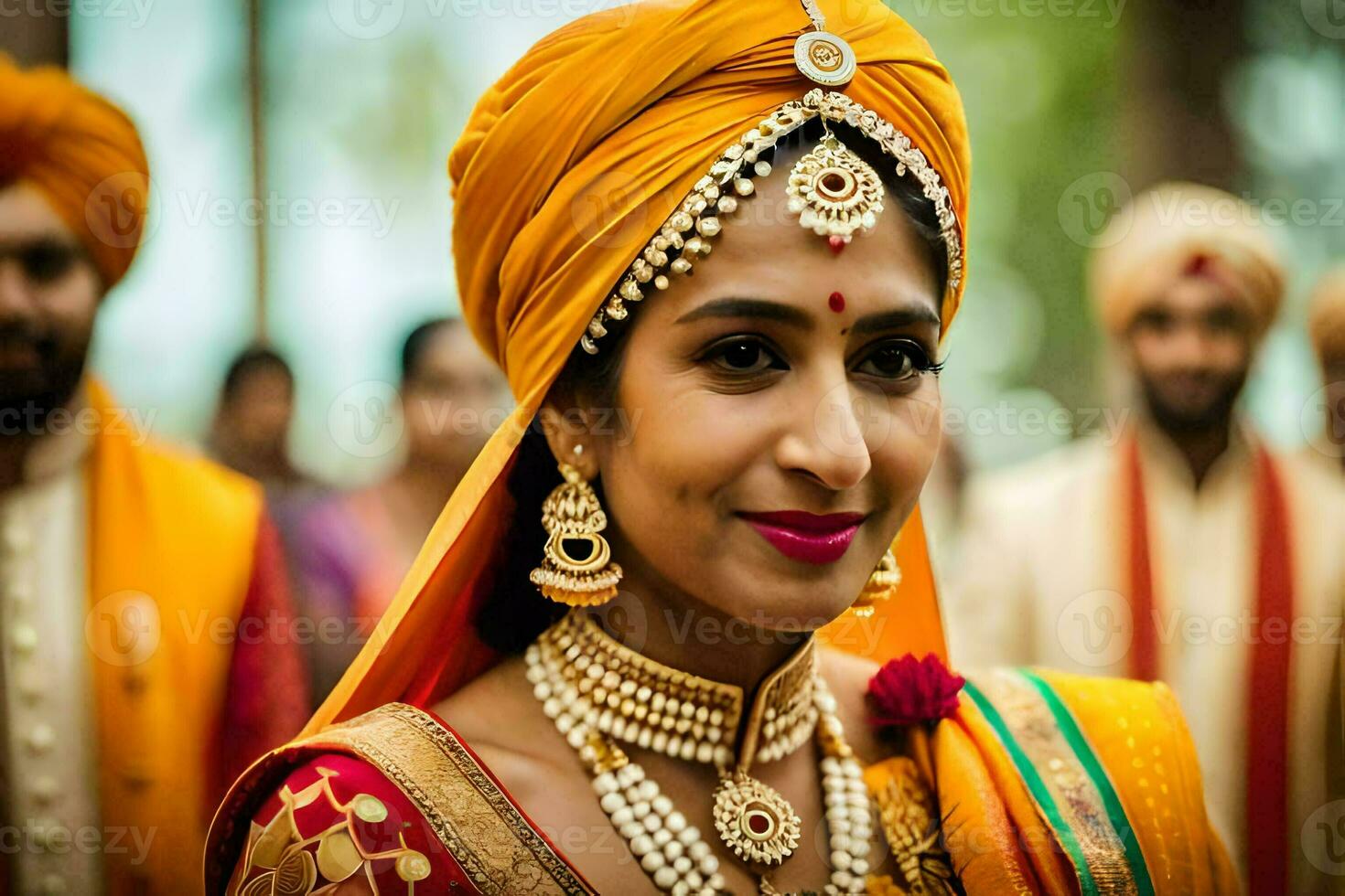 a beautiful indian bride in traditional attire. AI-Generated photo