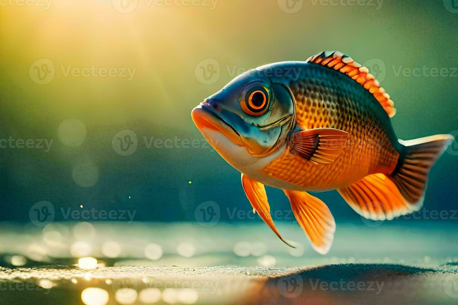 a fish is swimming in the water. AI-Generated photo