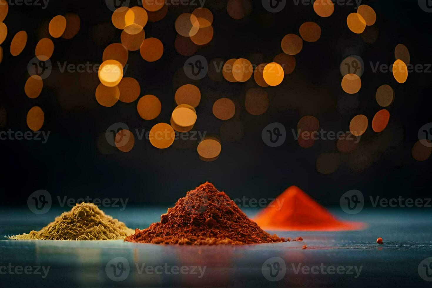 three different types of spices on a table. AI-Generated photo