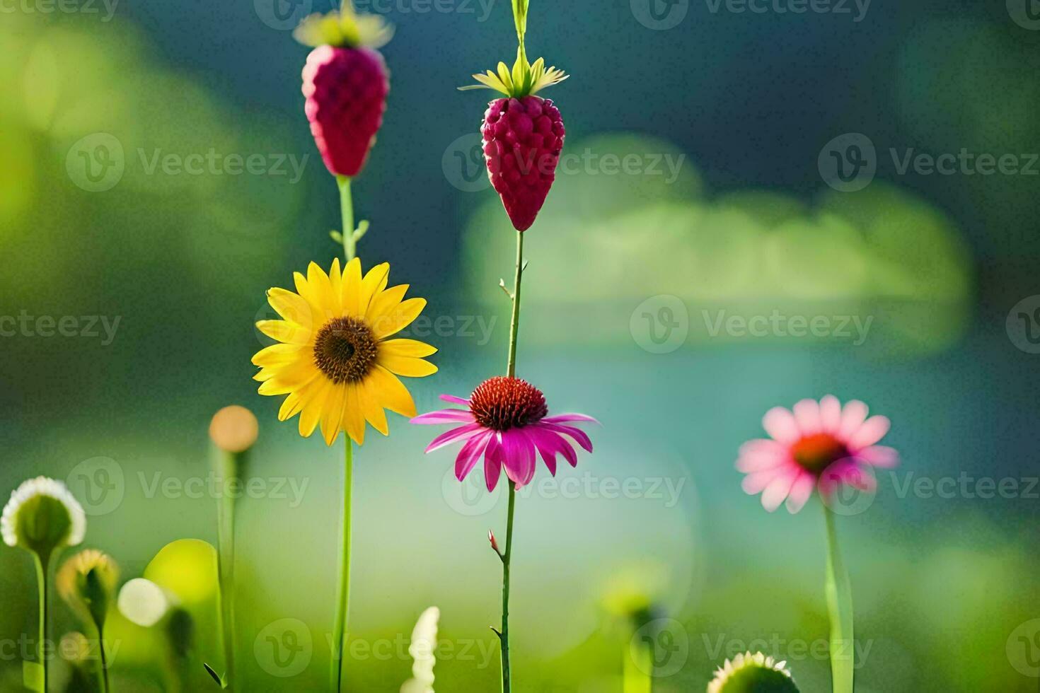 photo wallpaper, flowers, the sun, the flowers, the flowers, the flowers, the flowers. AI-Generated